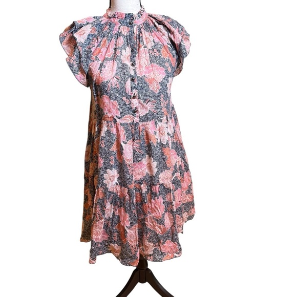 Anthropologie Steele Womens XS Floral Ruffle Peasant Midi Dress Cottagecore Boho - Picture 3 of 15